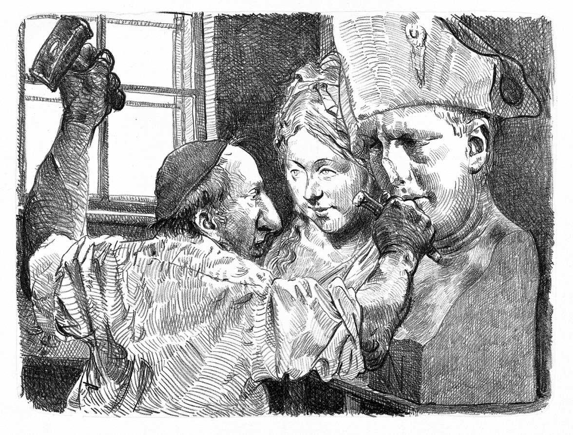 Schadow_mit_einer_Bueste_Napoleons_1995
